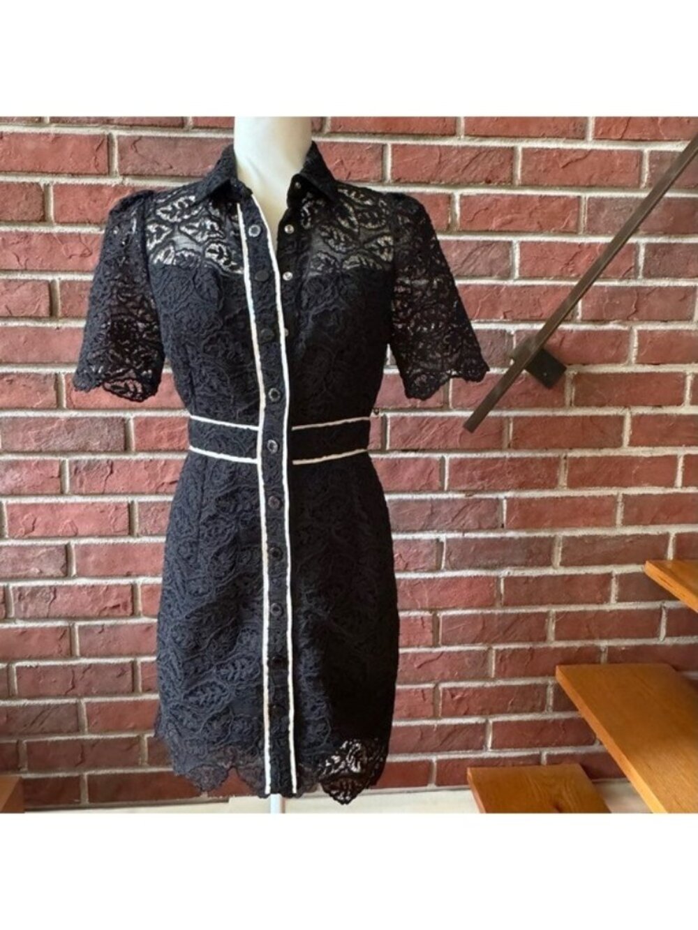•NEW Sandro Paris Livy Black Lace Dress Size 36 NWT